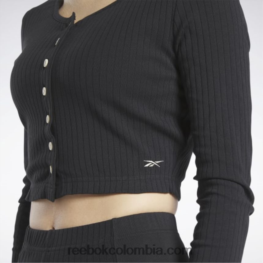 mujer negro camisa clásica de manga larga Reebok D260LP782