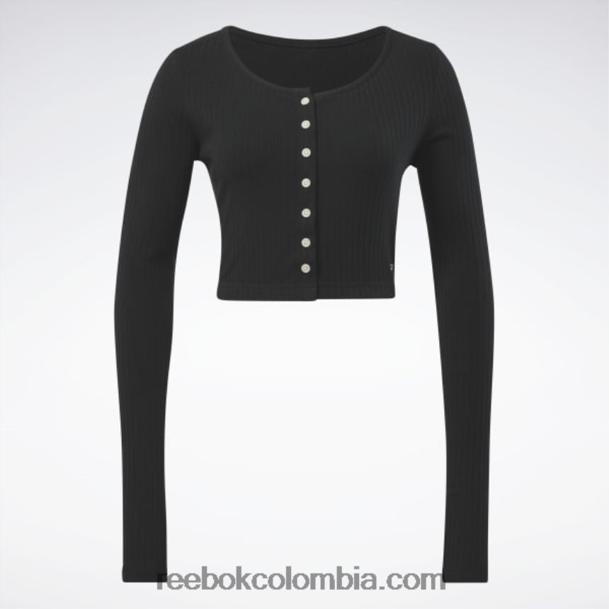 mujer negro camisa clásica de manga larga Reebok D260LP782