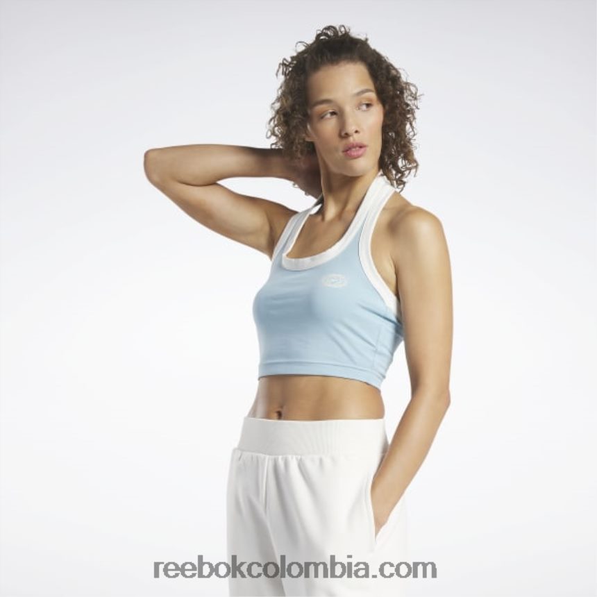 mujer Perla azul camiseta sin mangas clásica con estampado gráfico Reebok D260LP913