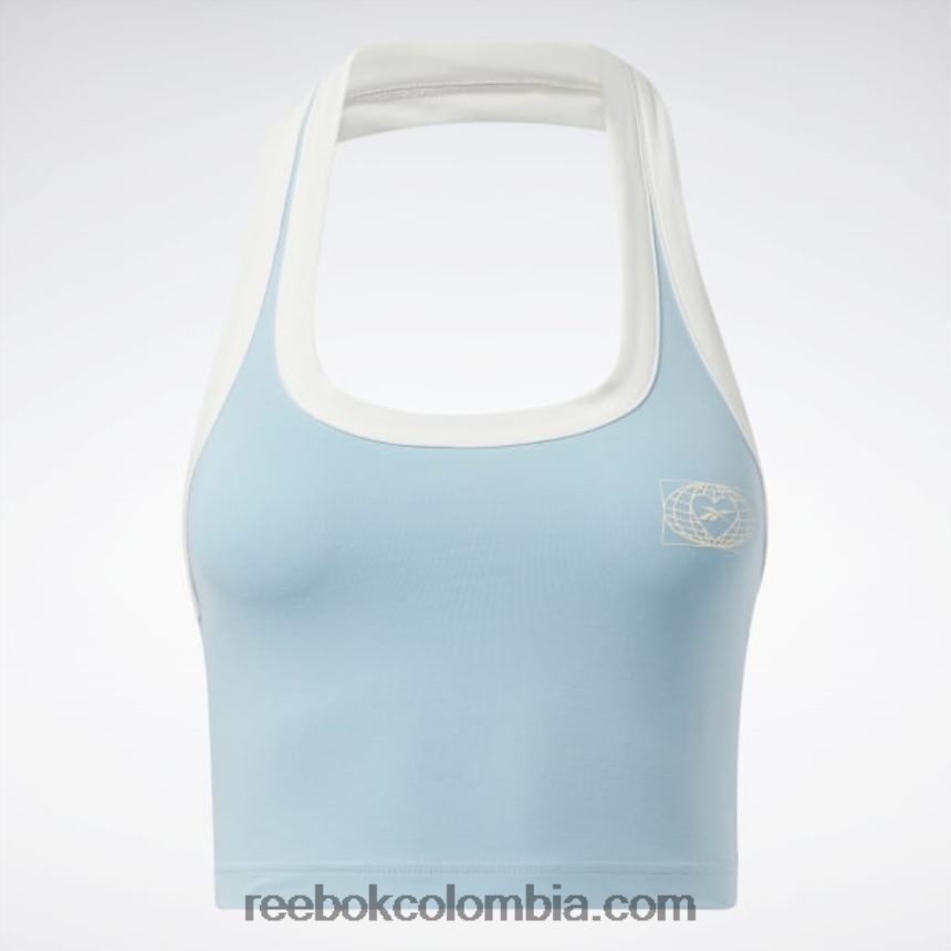 mujer Perla azul camiseta sin mangas clásica con estampado gráfico Reebok D260LP913