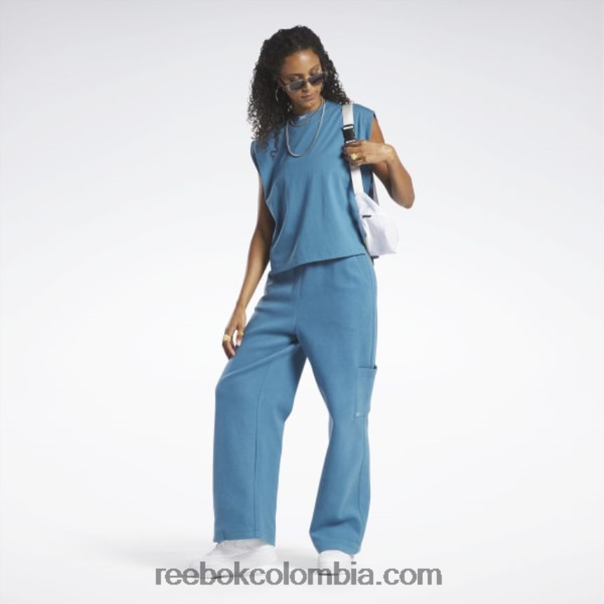 mujer azul acero s23-r camiseta sin mangas clásica de jersey Reebok D260LP858