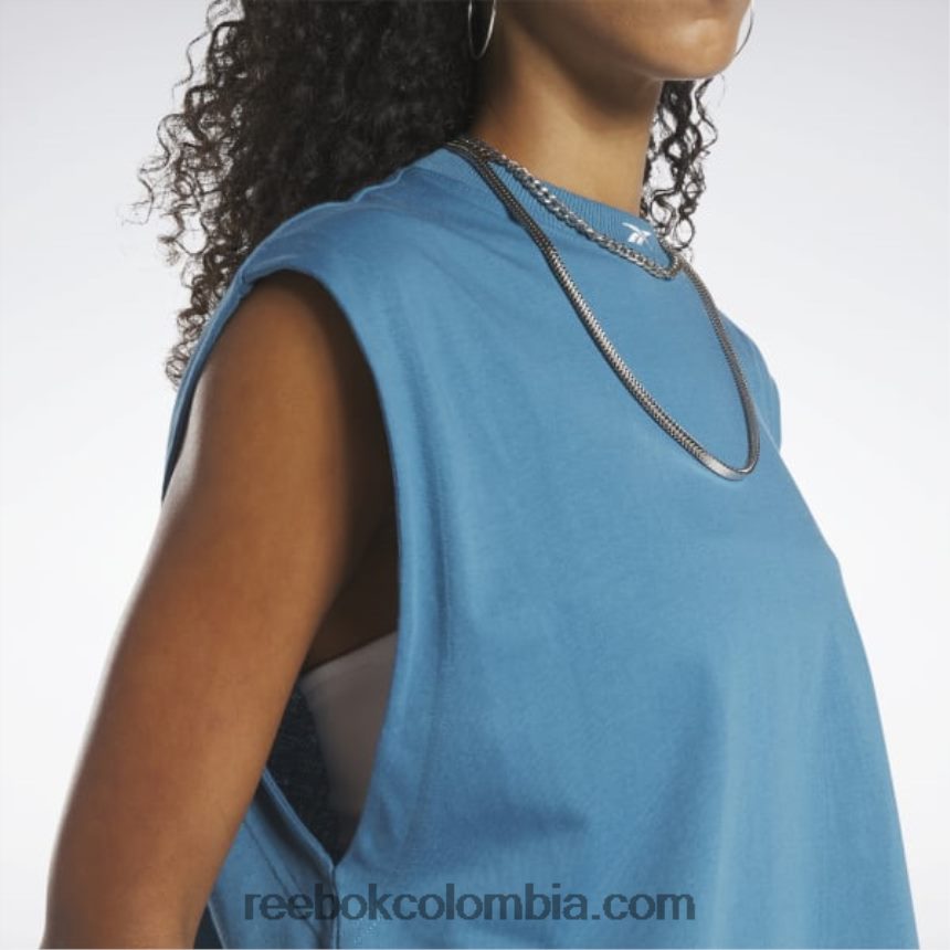 mujer azul acero s23-r camiseta sin mangas clásica de jersey Reebok D260LP858