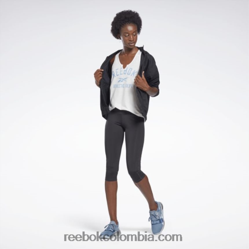 mujer blanco camiseta sin mangas con logo grande premium lista para entrenar Reebok D260LP914