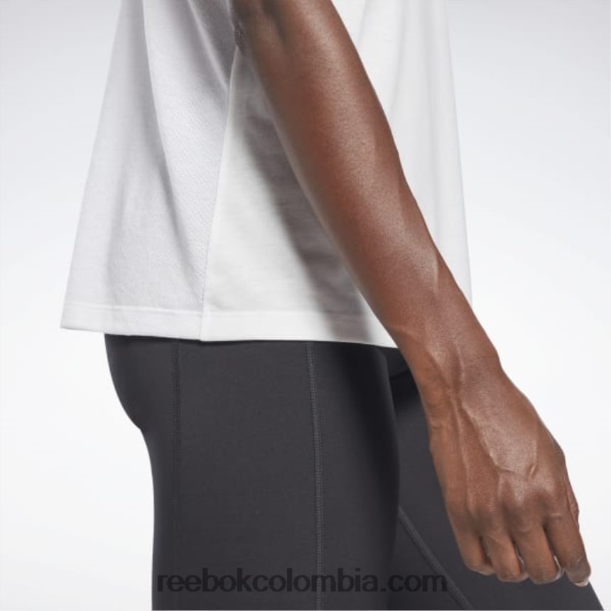 mujer blanco camiseta sin mangas con logo grande premium lista para entrenar Reebok D260LP914