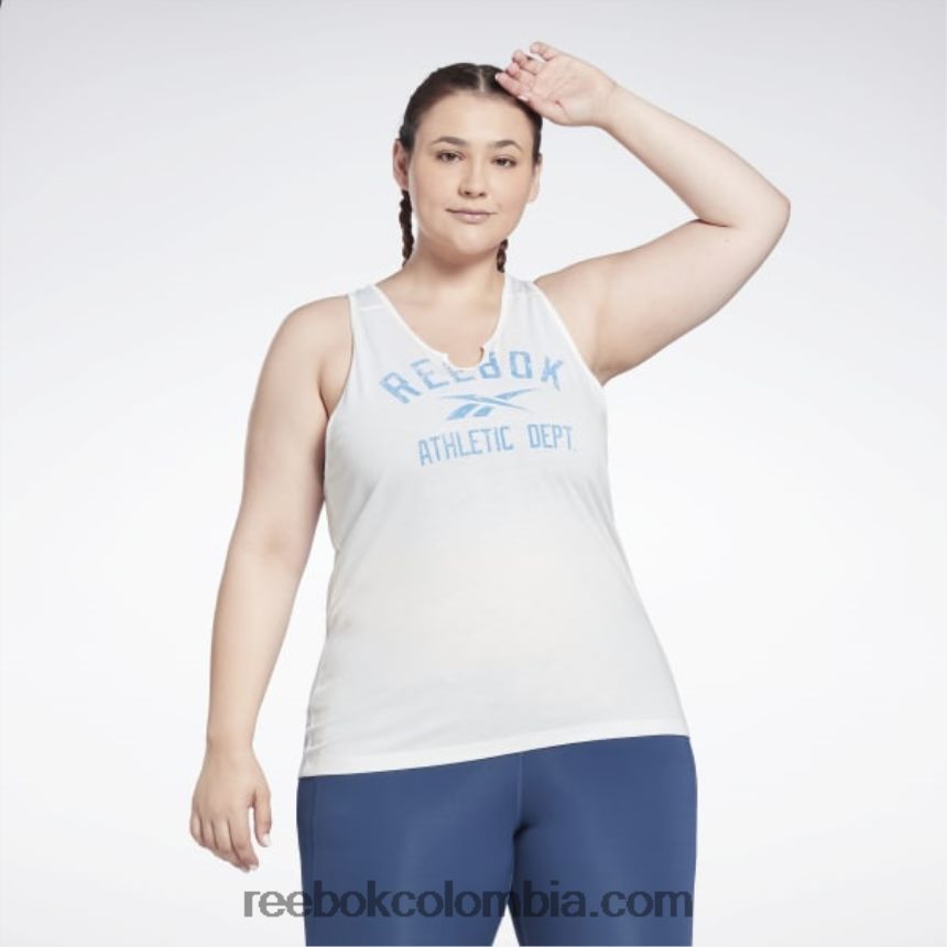 mujer blanco camiseta sin mangas con logo grande premium lista para entrenar (talla grande) Reebok D260LP814