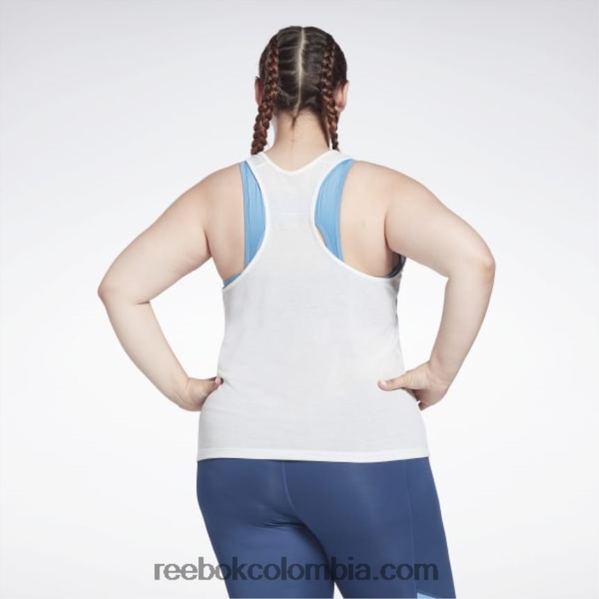 mujer blanco camiseta sin mangas con logo grande premium lista para entrenar (talla grande) Reebok D260LP814