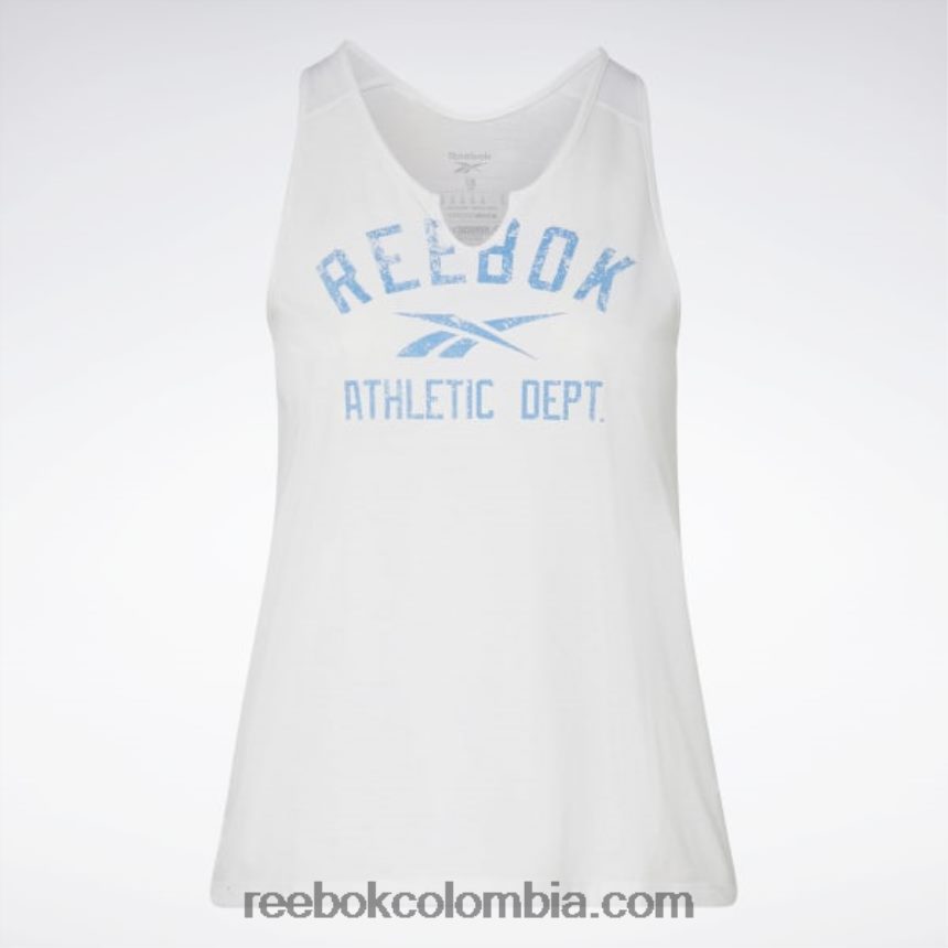 mujer blanco camiseta sin mangas con logo grande premium lista para entrenar (talla grande) Reebok D260LP814