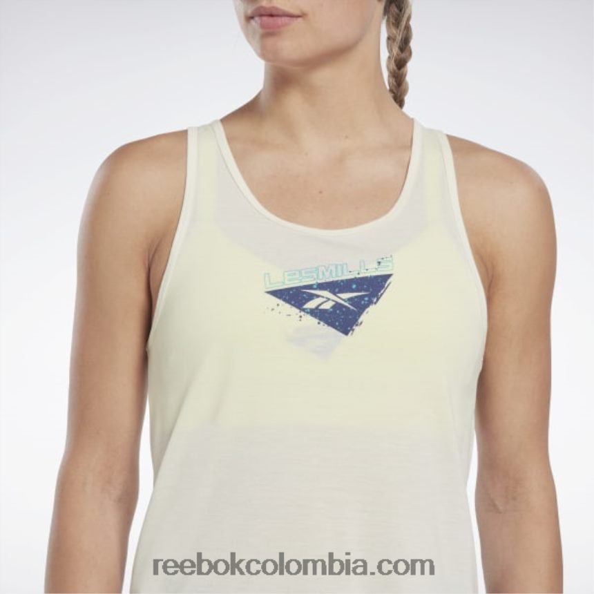 mujer blanco clásico camiseta sin mangas con gráfico supremium de les mills Reebok D260LP792