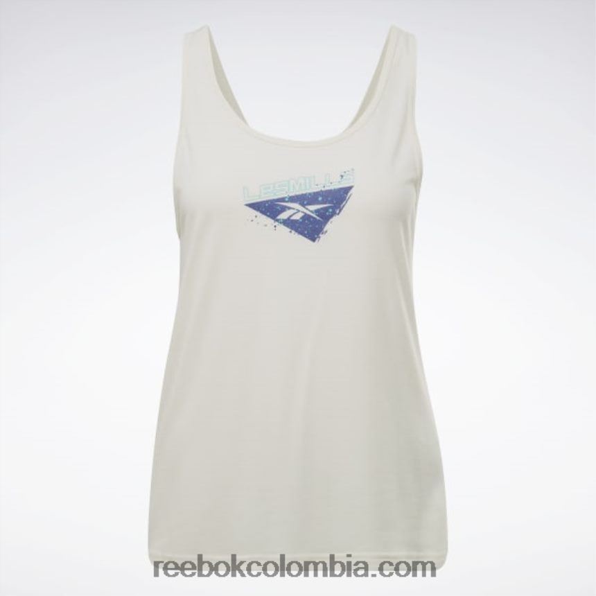mujer blanco clásico camiseta sin mangas con gráfico supremium de les mills Reebok D260LP792