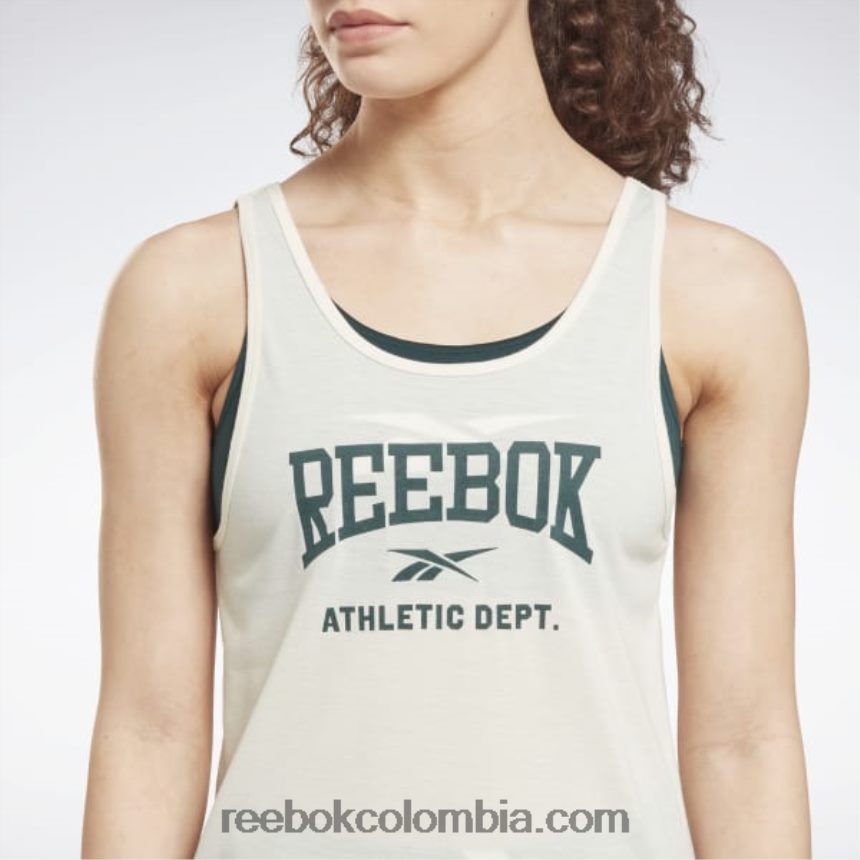 mujer blanco clásico playera sin mangas con gráfico premium listo para entrenar Reebok D260LP558