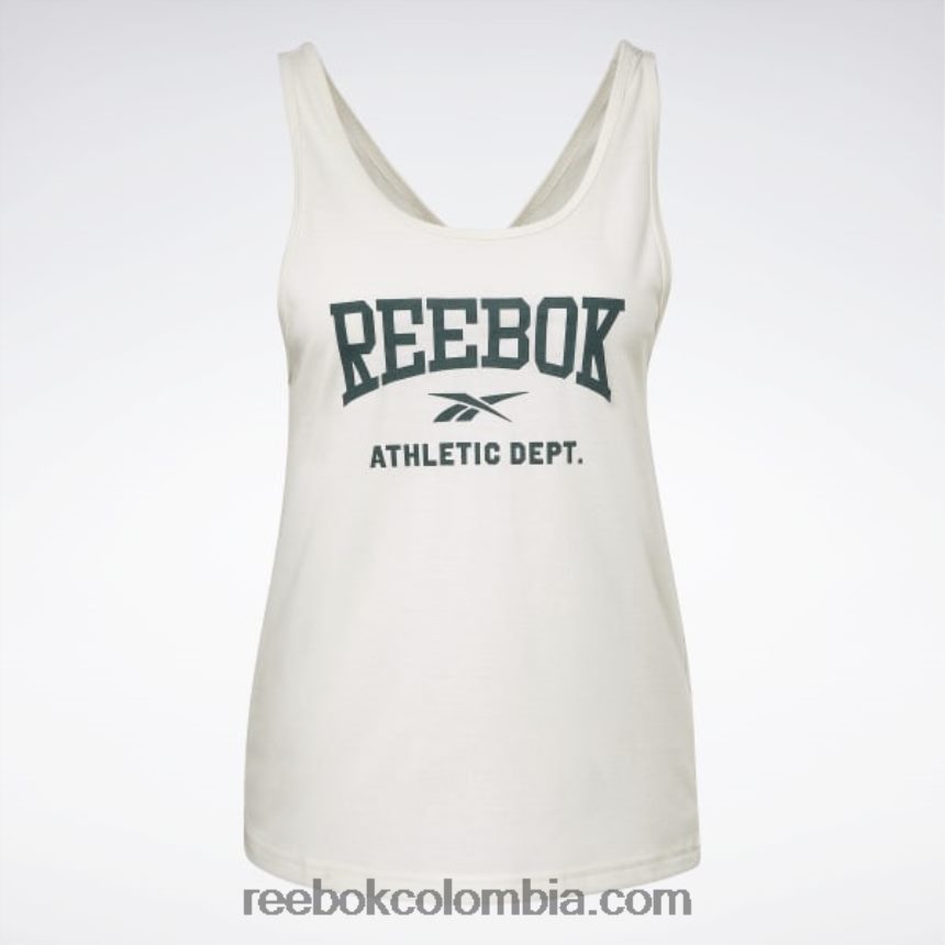 mujer blanco clásico playera sin mangas con gráfico premium listo para entrenar Reebok D260LP558