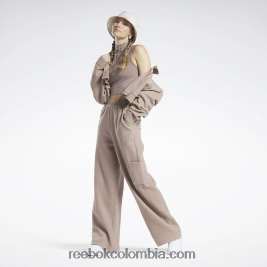 mujer gris pardo camiseta clásica corta y ajustada de jersey Reebok D260LP748