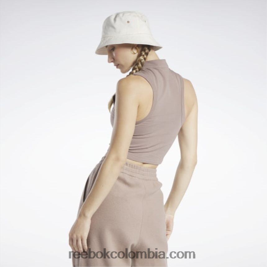 mujer gris pardo camiseta clásica corta y ajustada de jersey Reebok D260LP748