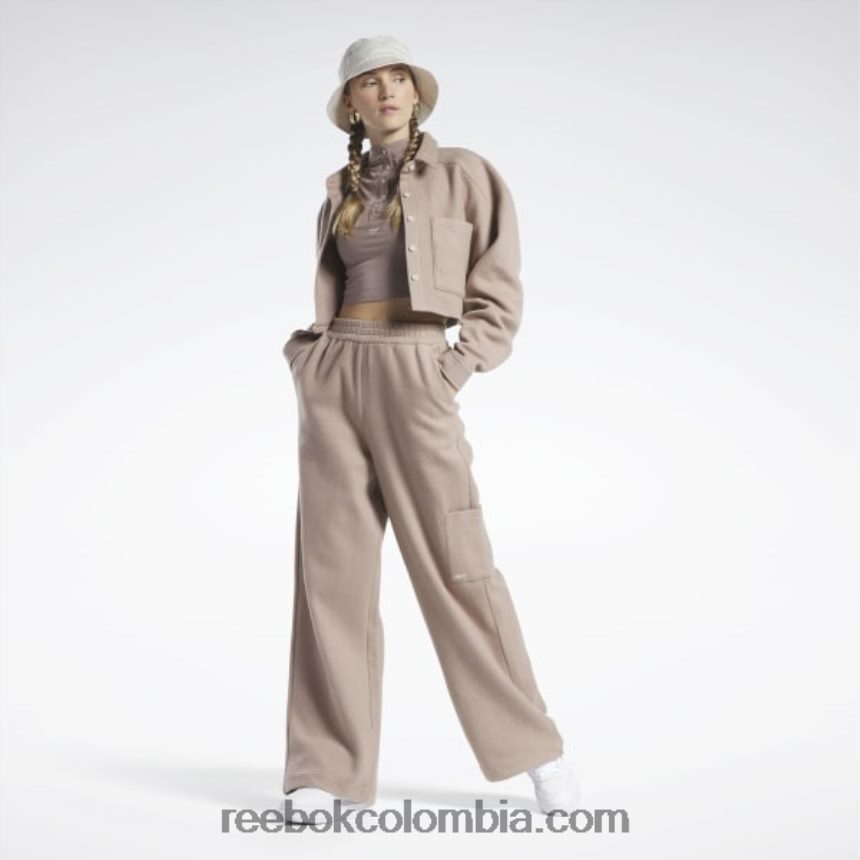 mujer gris pardo camiseta clásica corta y ajustada de jersey Reebok D260LP748