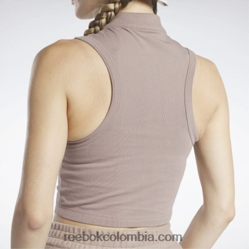 mujer gris pardo camiseta clásica corta y ajustada de jersey Reebok D260LP748