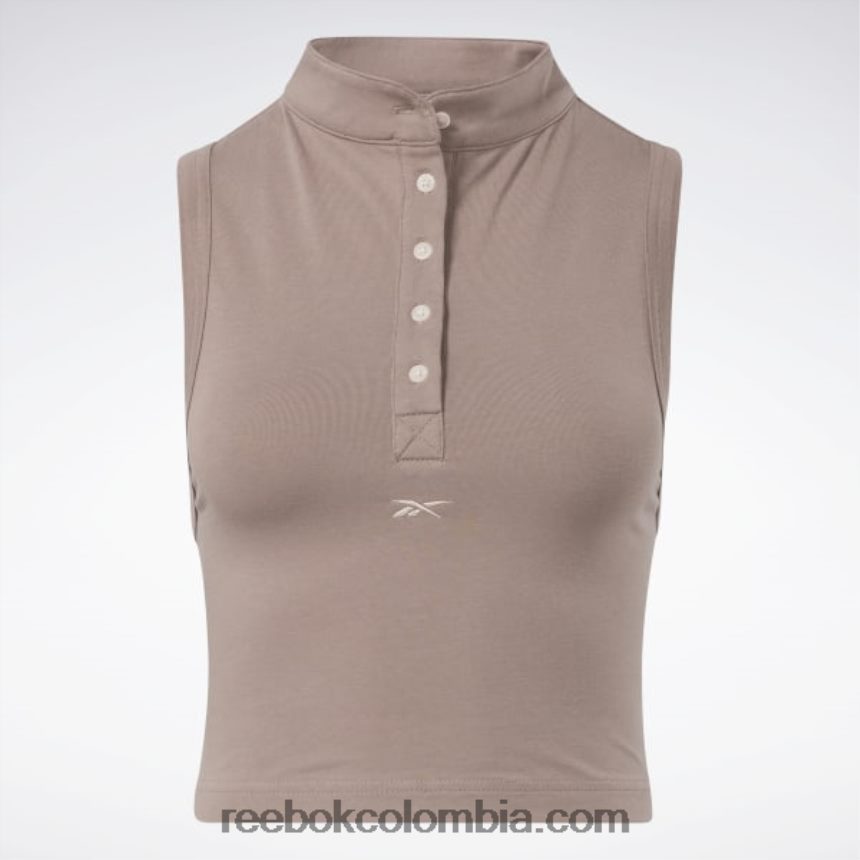 mujer gris pardo camiseta clásica corta y ajustada de jersey Reebok D260LP748