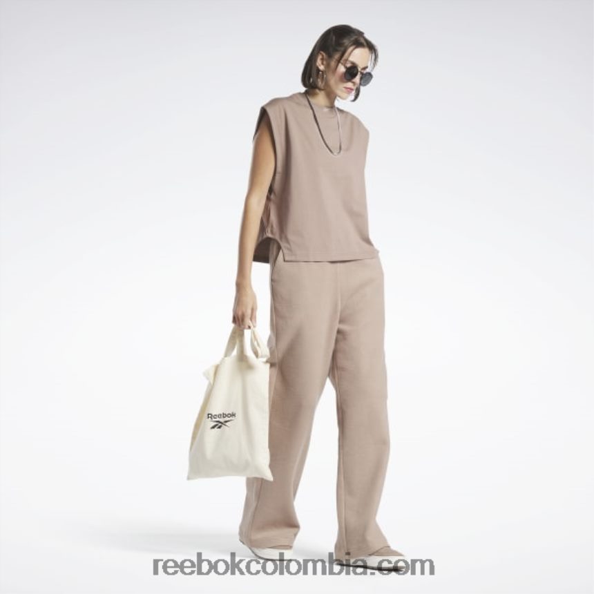 mujer gris pardo camiseta sin mangas clásica de jersey Reebok D260LP803