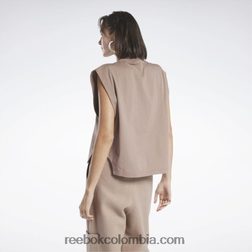 mujer gris pardo camiseta sin mangas clásica de jersey Reebok D260LP803
