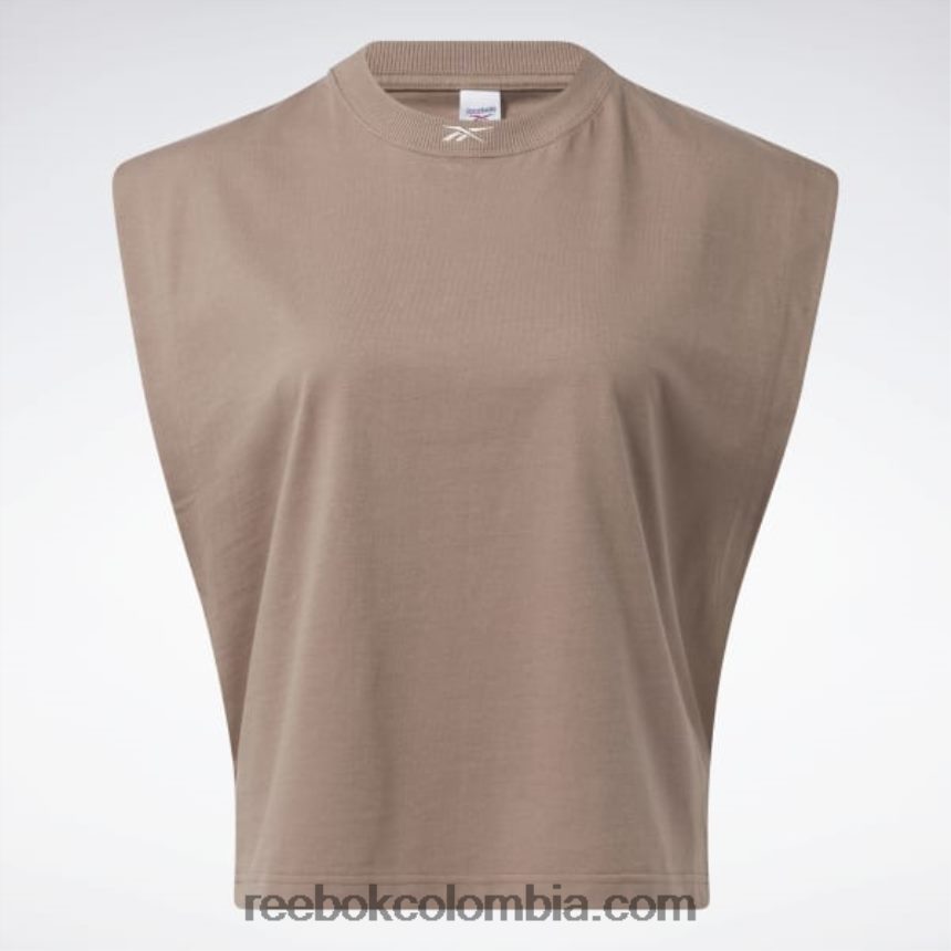mujer gris pardo camiseta sin mangas clásica de jersey Reebok D260LP803