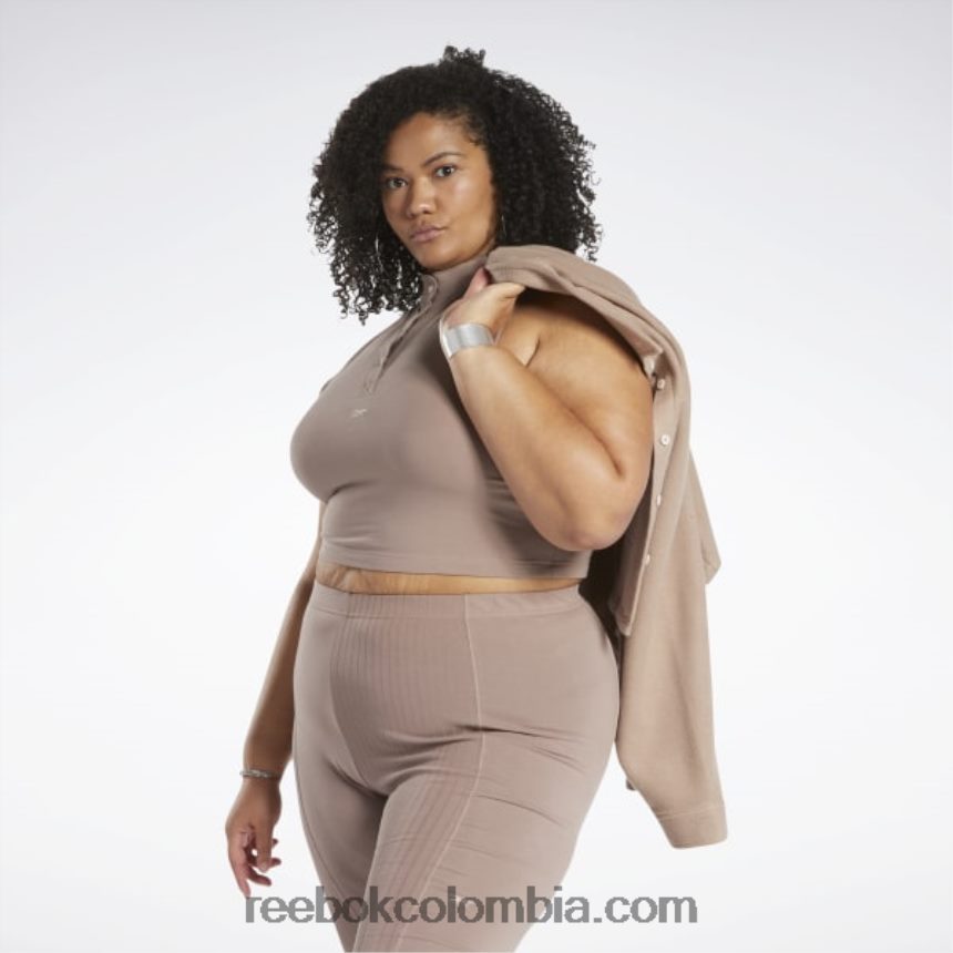 mujer gris pardo camiseta sin mangas clásica de jersey de algodón (talla grande) Reebok D260LP764