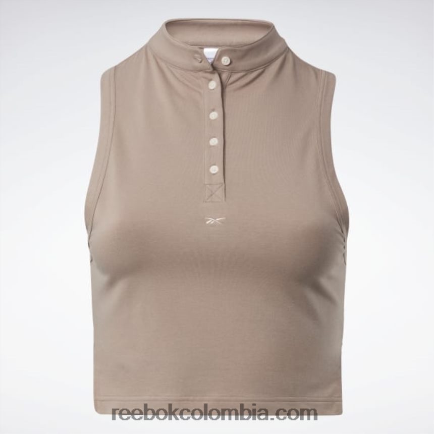 mujer gris pardo camiseta sin mangas clásica de jersey de algodón (talla grande) Reebok D260LP764