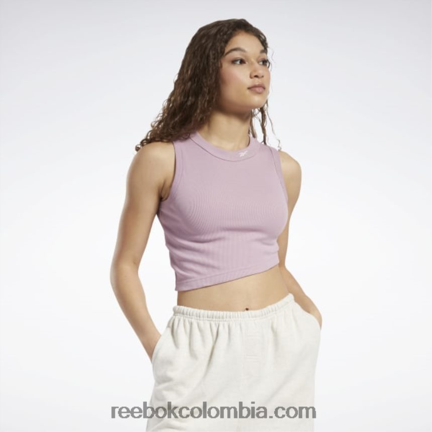 mujer lila infundida camiseta clásica corta de canalé Reebok D260LP560