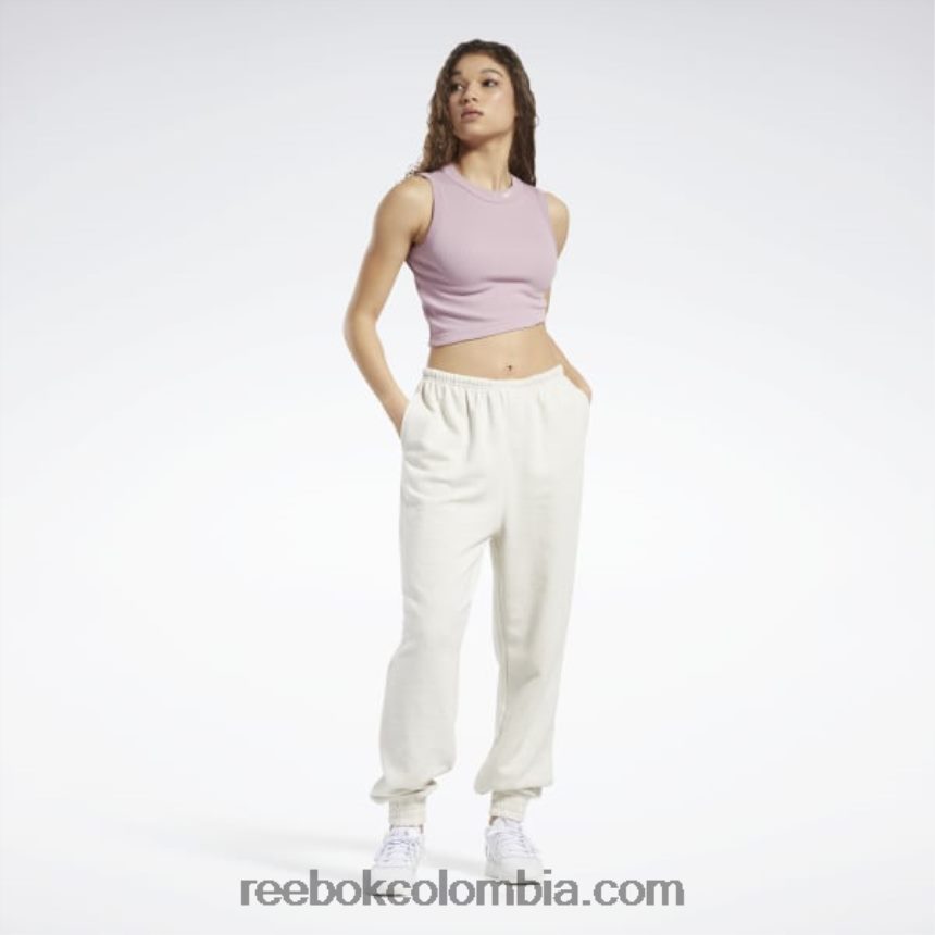 mujer lila infundida camiseta clásica corta de canalé Reebok D260LP560