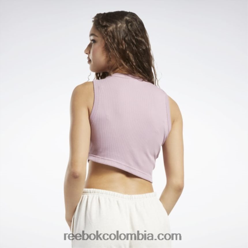 mujer lila infundida camiseta clásica corta de canalé Reebok D260LP560