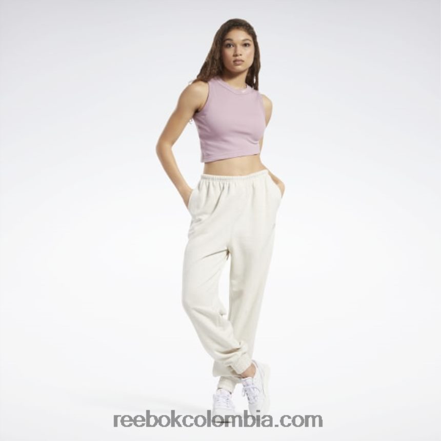mujer lila infundida camiseta clásica corta de canalé Reebok D260LP560