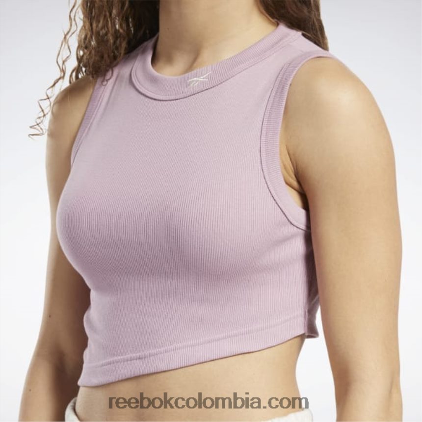 mujer lila infundida camiseta clásica corta de canalé Reebok D260LP560