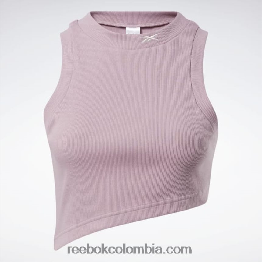 mujer lila infundida camiseta clásica corta de canalé Reebok D260LP560