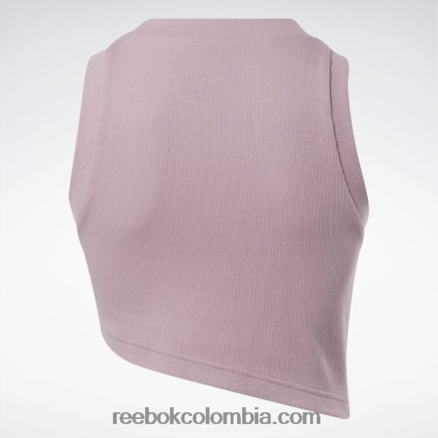 mujer lila infundida camiseta clásica corta de canalé Reebok D260LP560