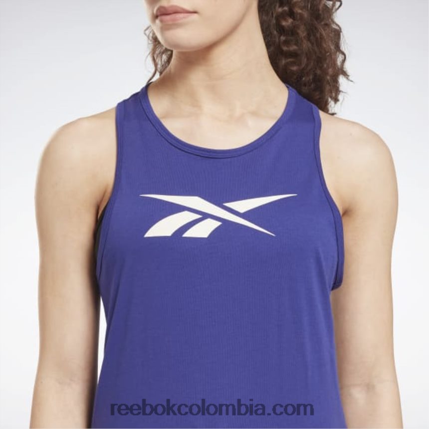 mujer morado negrita playera sin mangas con estampado básico de entrenamiento Reebok D260LP407