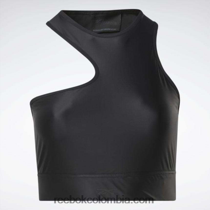 mujer negro camiseta corta sin mangas cardi b con un solo hombro (talla grande) Reebok D260LP950