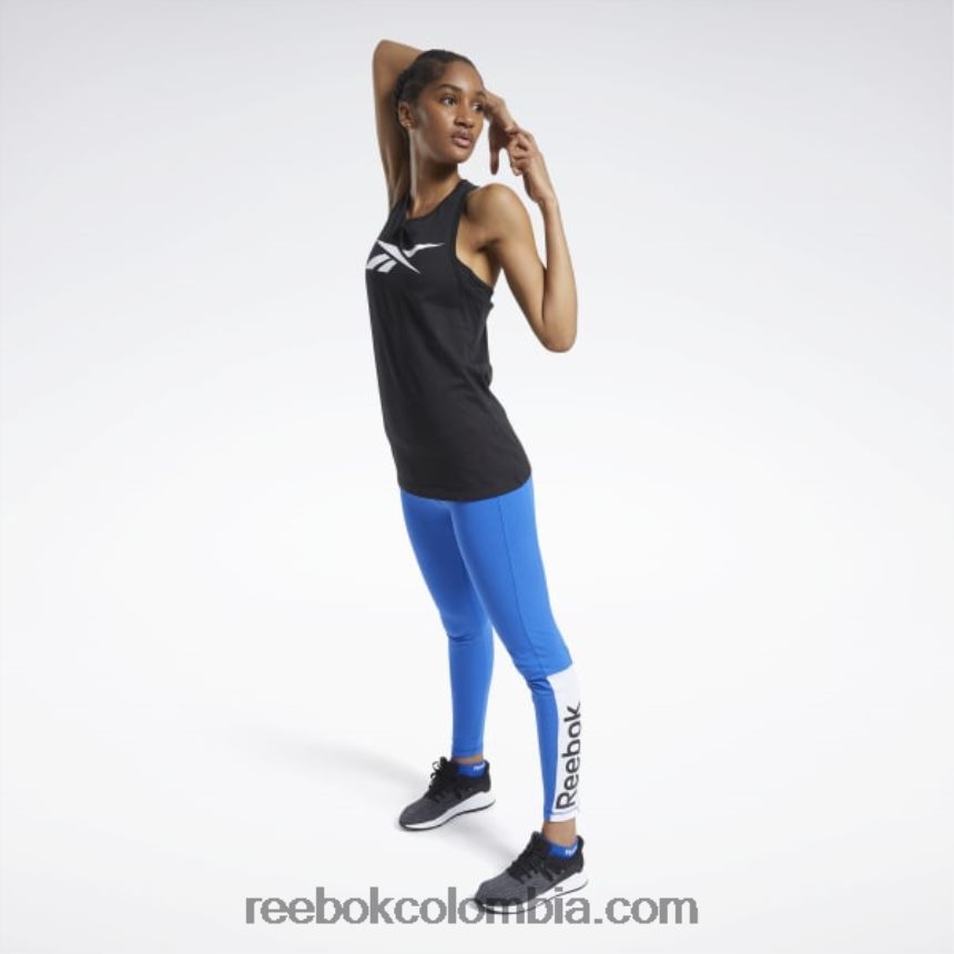 mujer negro playera sin mangas con estampado básico de entrenamiento Reebok D260LP973