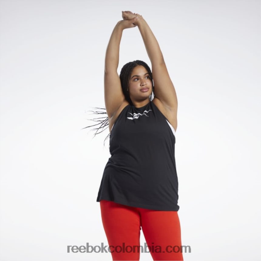 mujer negro playera sin mangas con estampado básico de entrenamiento Reebok D260LP973