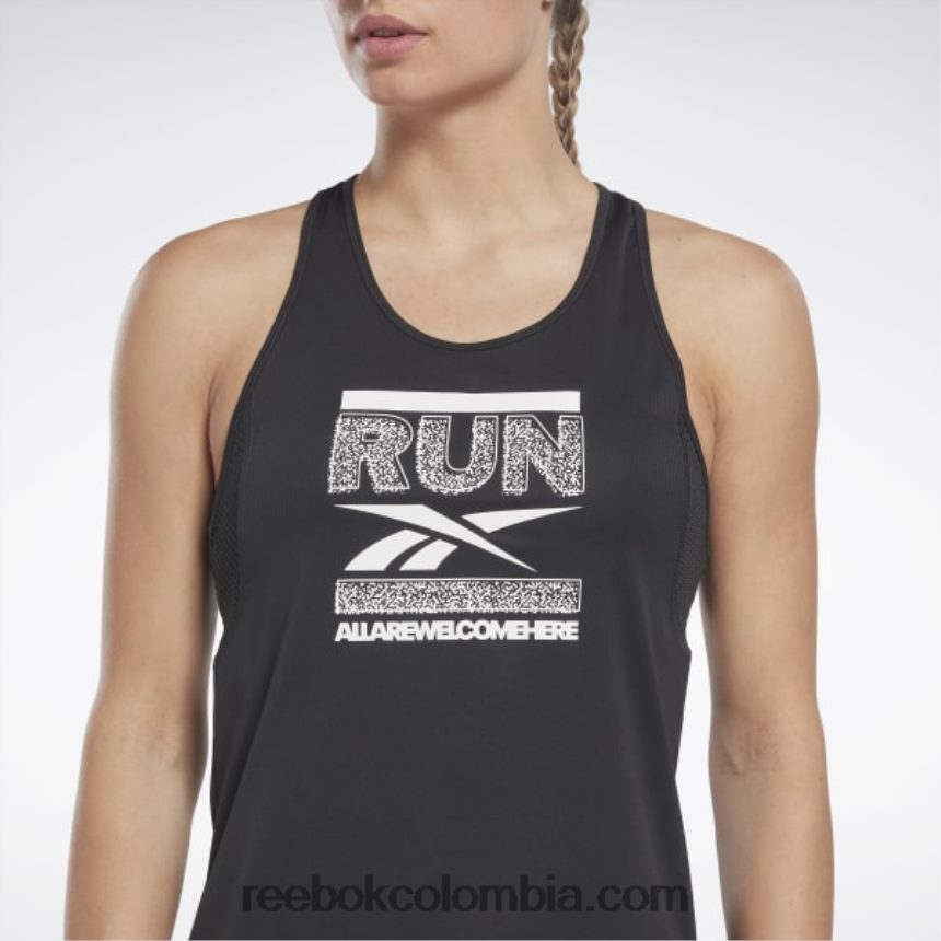 mujer noche negra playera sin mangas con estampado Speedwick Reebok D260LP685