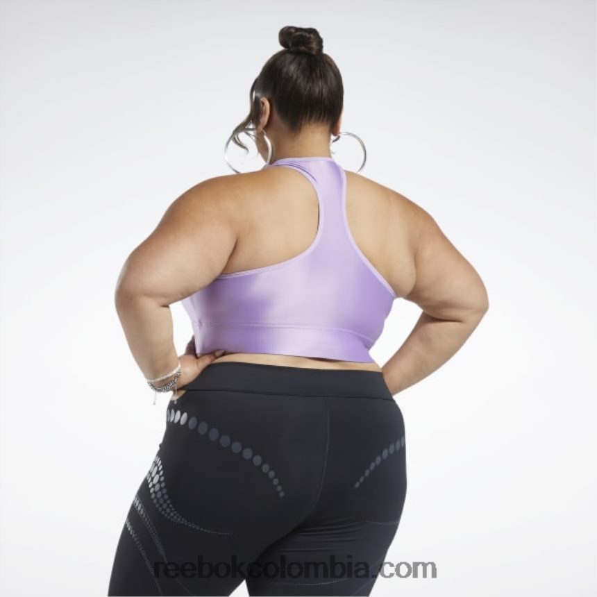 mujer perplejo púrpura camiseta corta sin mangas cardi b con un solo hombro (talla grande) Reebok D260LP461