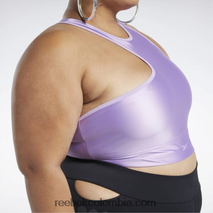 mujer perplejo púrpura camiseta corta sin mangas cardi b con un solo hombro (talla grande) Reebok D260LP461