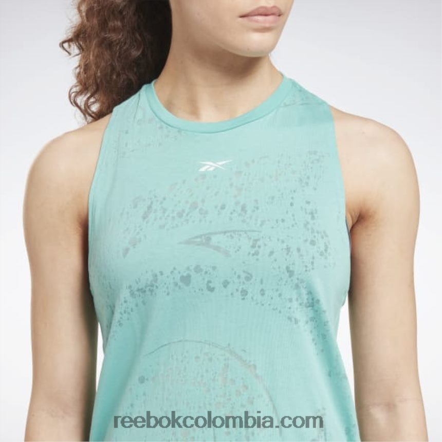 mujer verde azulado semi clásico camiseta sin mangas desgastada Reebok D260LP609