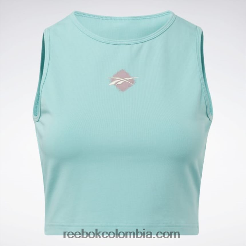 mujer verde azulado semi clásico playera sin mangas con gráfico clásico Reebok D260LP836