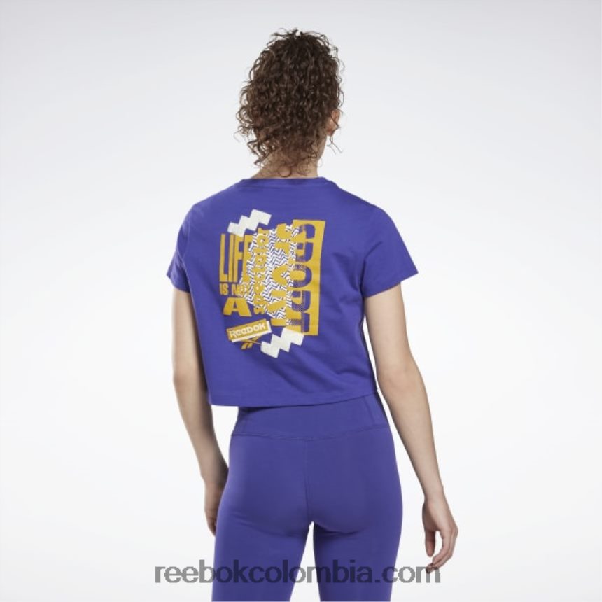 mujer morado negrita camiseta gráfica esencial de entrenamiento Reebok D260LP555