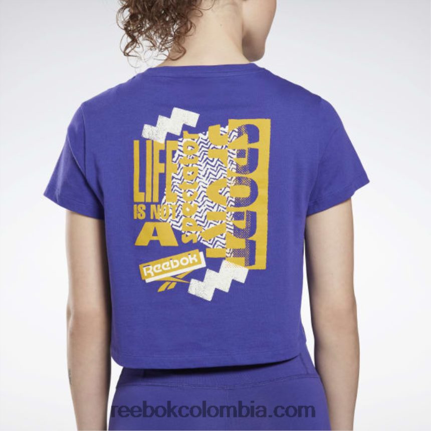 mujer morado negrita camiseta gráfica esencial de entrenamiento Reebok D260LP555