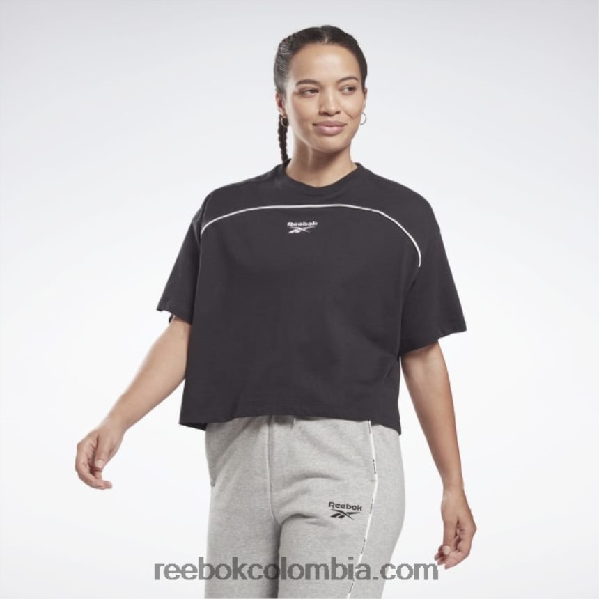 mujer negro camiseta con ribetes Reebok D260LP696