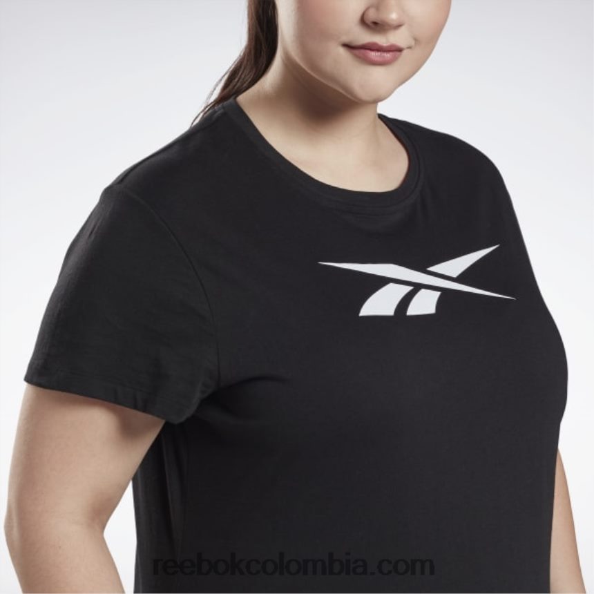 mujer negro camiseta de vector gráfico (talla grande) Reebok D260LP837