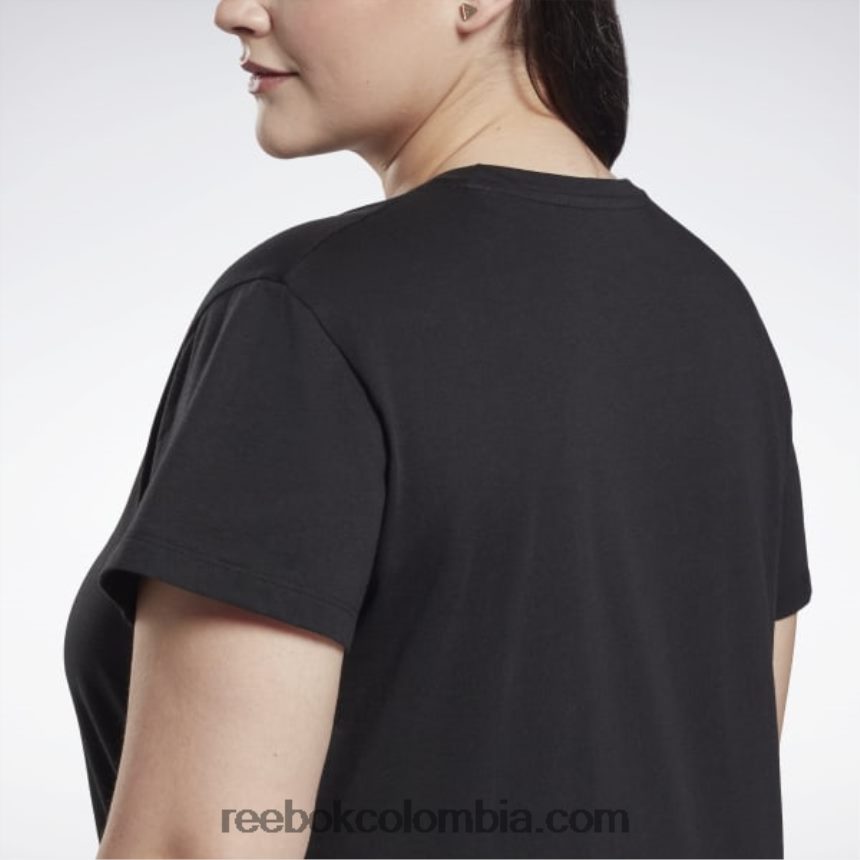 mujer negro camiseta de vector gráfico (talla grande) Reebok D260LP837