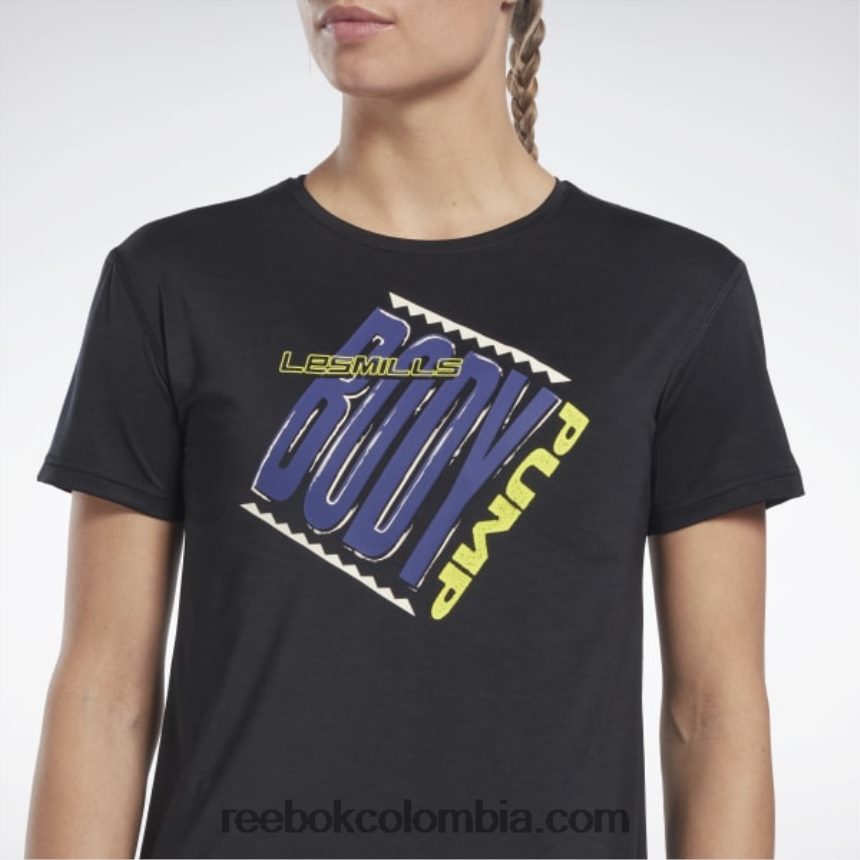 mujer negro camiseta deportiva les mills bodypump activchill Reebok D260LP766