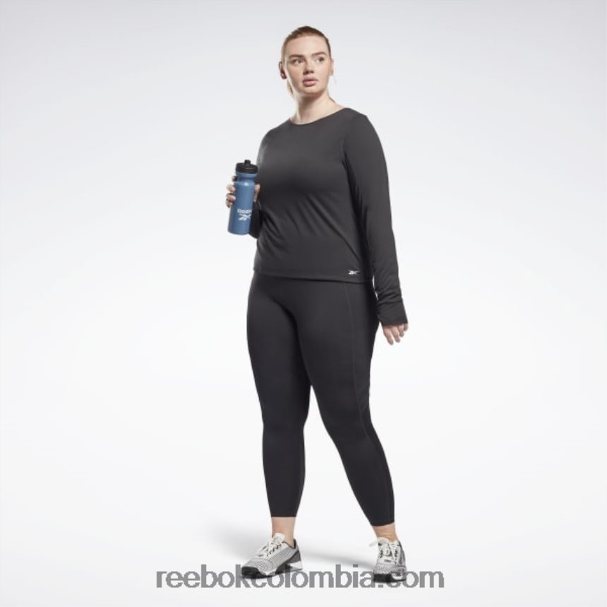 mujer noche negra camiseta de manga larga premium lista para entrenar (talla grande) Reebok D260LP674