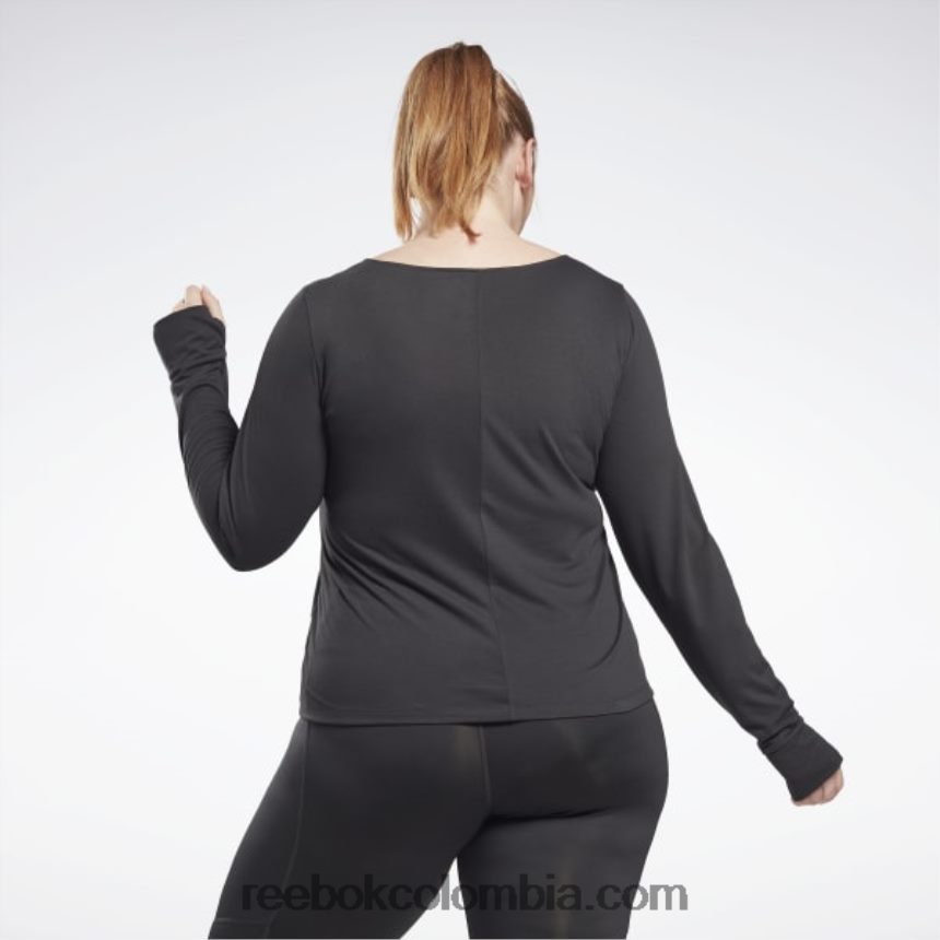 mujer noche negra camiseta de manga larga premium lista para entrenar (talla grande) Reebok D260LP674