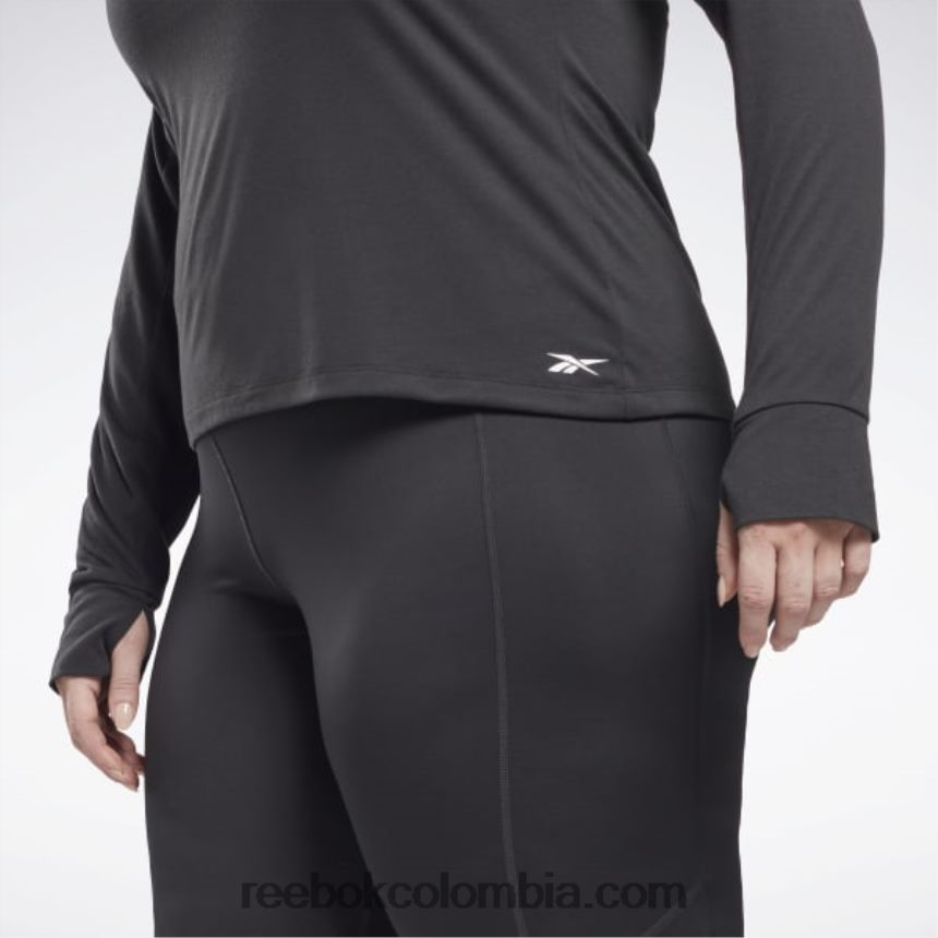 mujer noche negra camiseta de manga larga premium lista para entrenar (talla grande) Reebok D260LP674